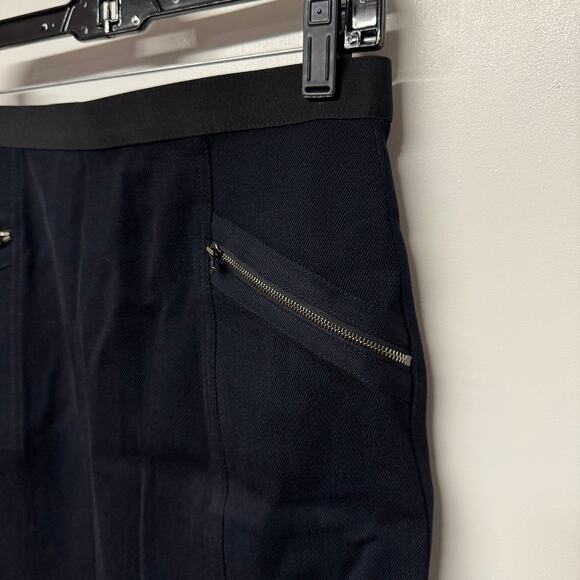 Theory Womens Stretch Wool Zipper Mini Pencil Skirt Black Navy Blue Size 6 - Picture 3 of 9